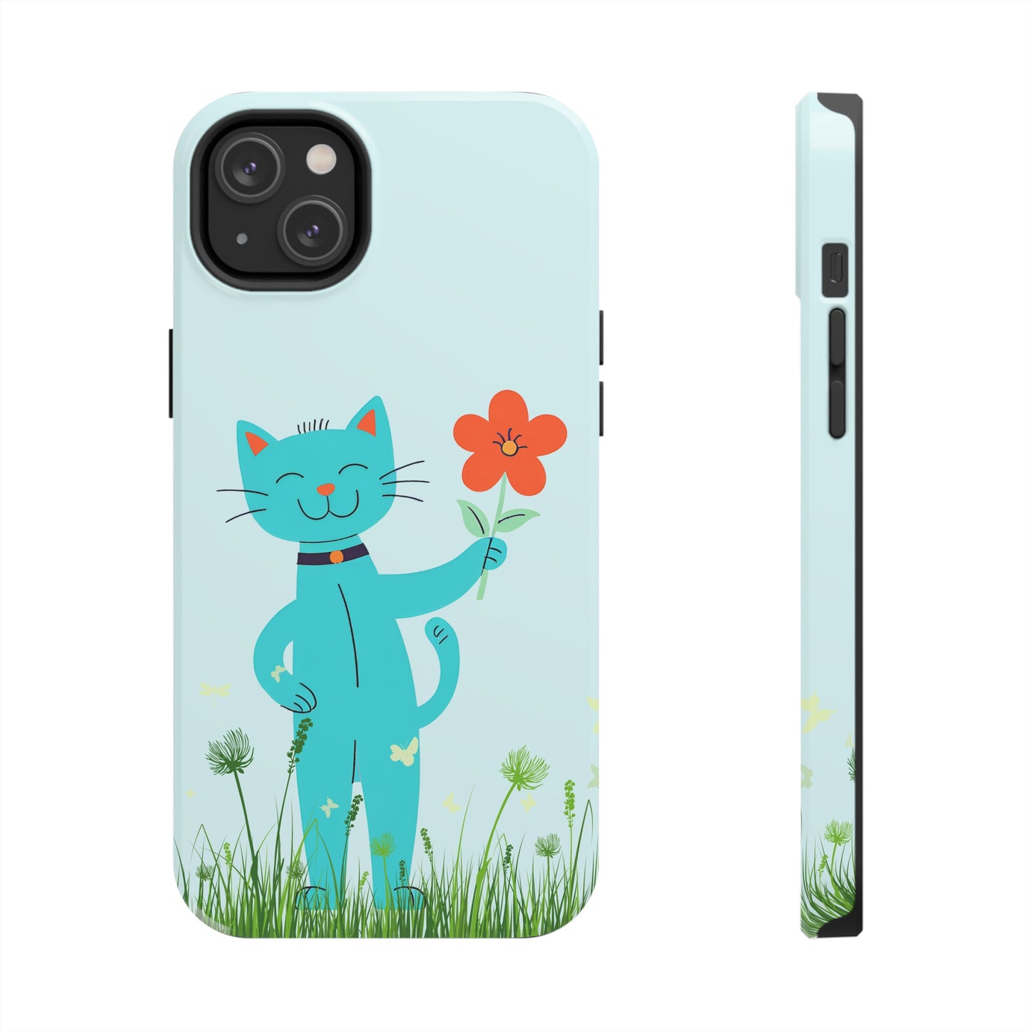 Happy Cat Giving You a Flower iPhone Case