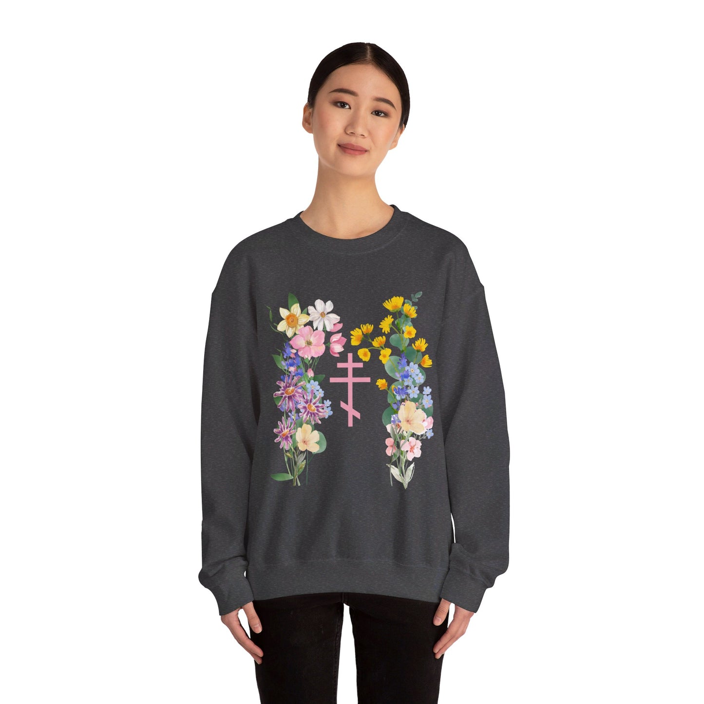 Wildflower Orthodox Cross Crewneck Sweatshirt