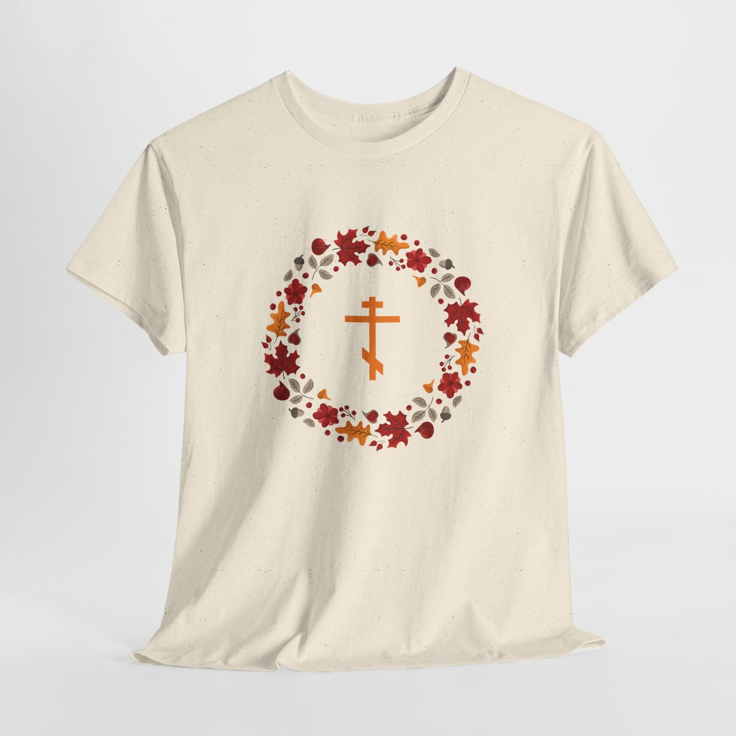 Autumn Leaves Wreath Orthodox Cross T-Shirt