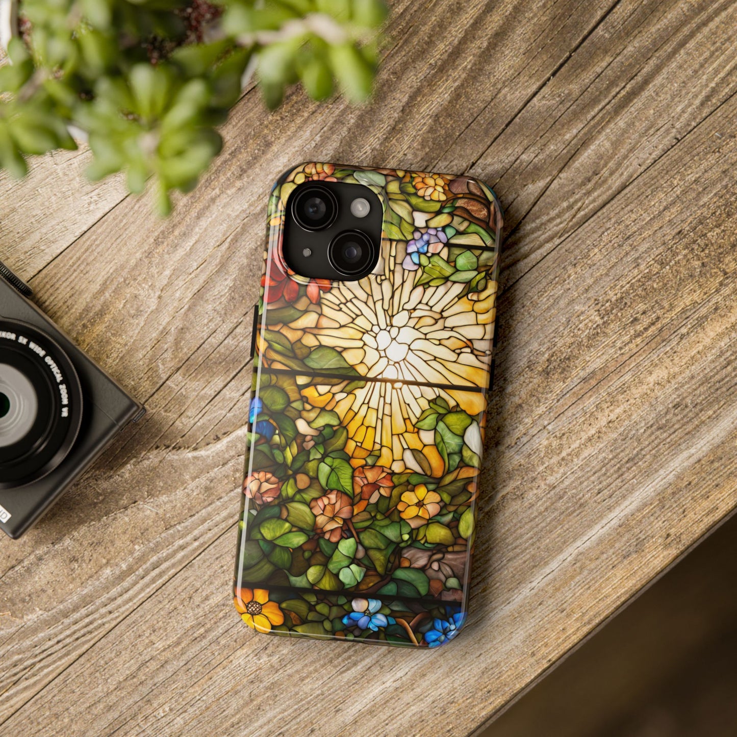 Floral Nature Sunshine iPhone Case - Stained Glass Effect