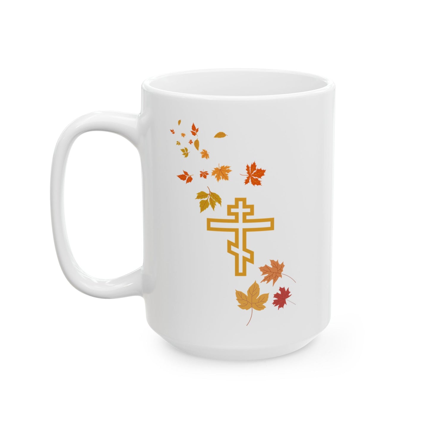 Autumn Leaves Orthodox Cross Coffee Mug