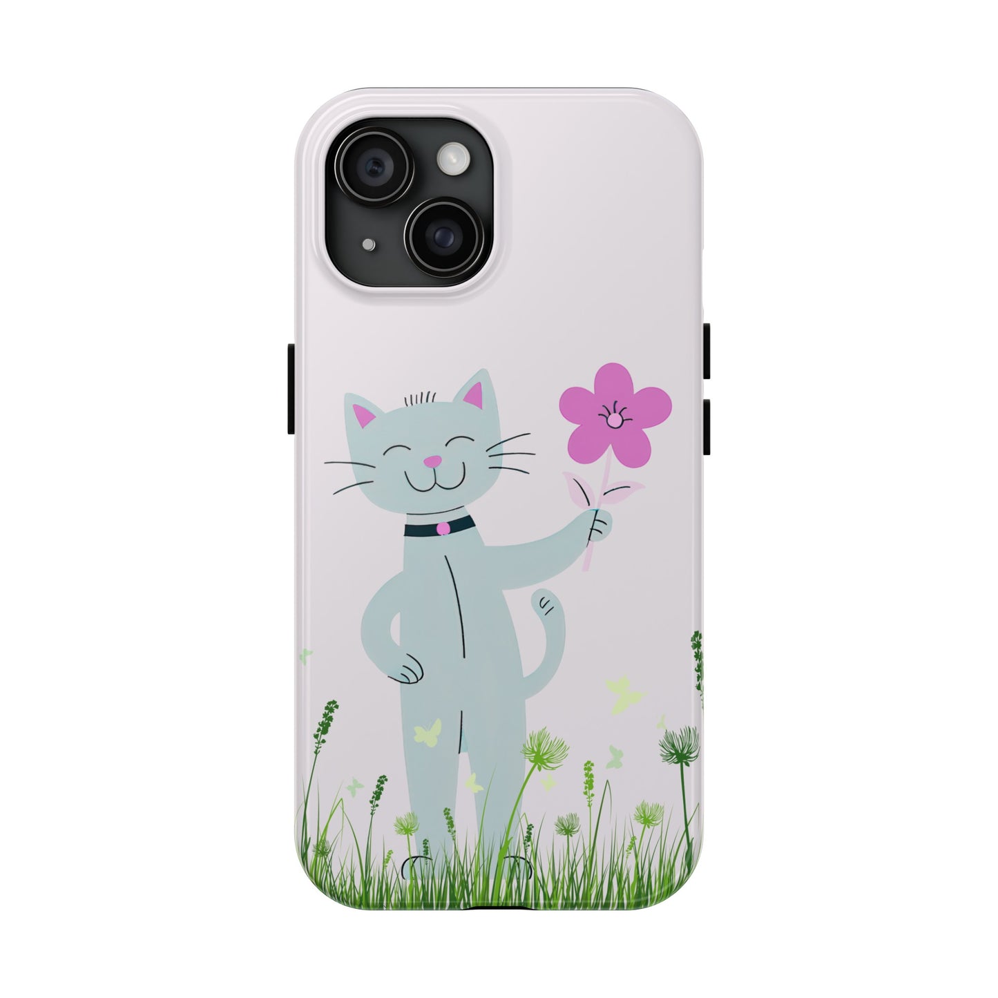 Happy Cat Giving You a Flower iPhone Case