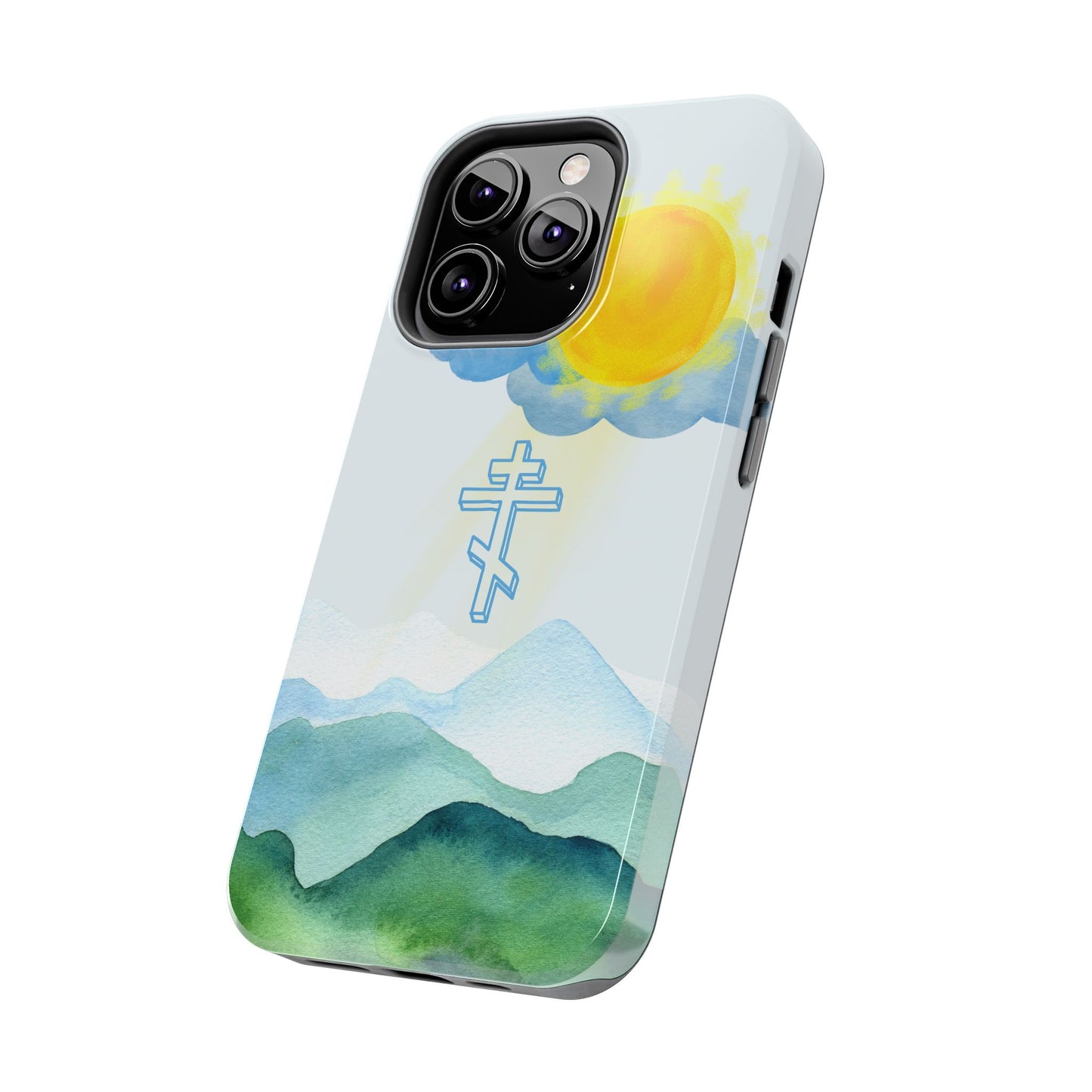 Sunrise Mountain Scene Orthodox Cross Tough iPhone Case