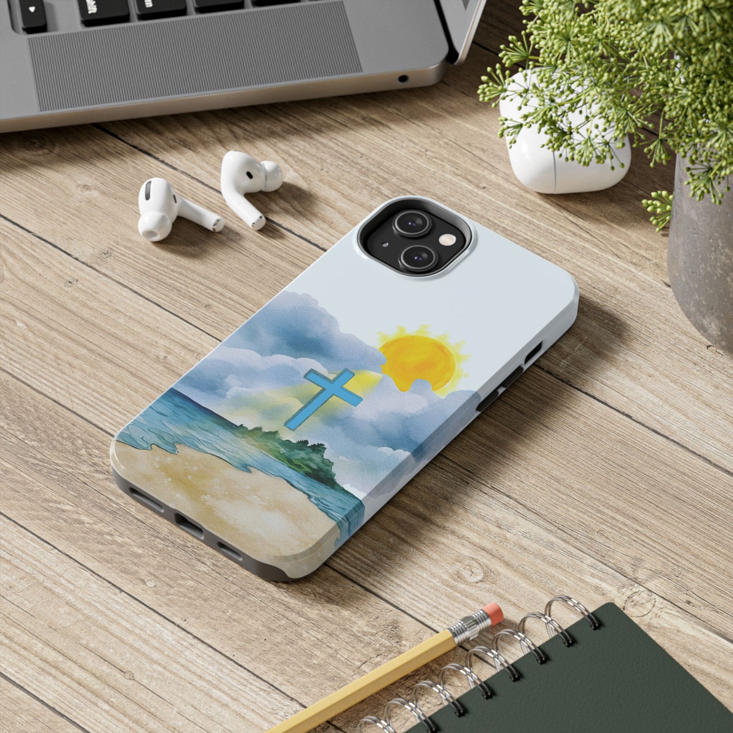 Cross Beach Scene Tough iPhone Case