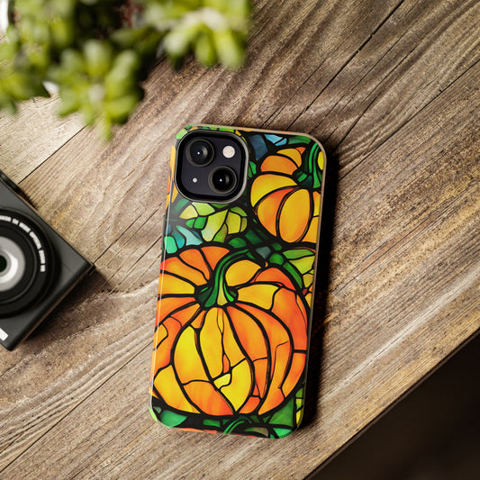 Pumpkin Fall iPhone Case Stained Glass Effect