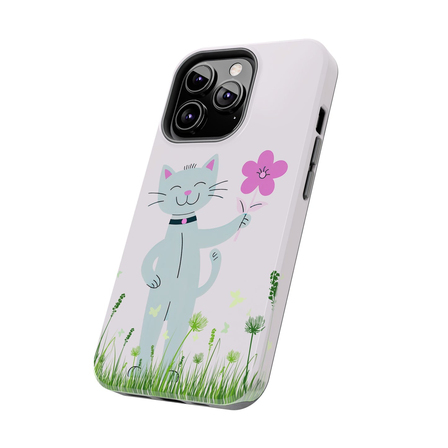 Happy Cat Giving You a Flower iPhone Case