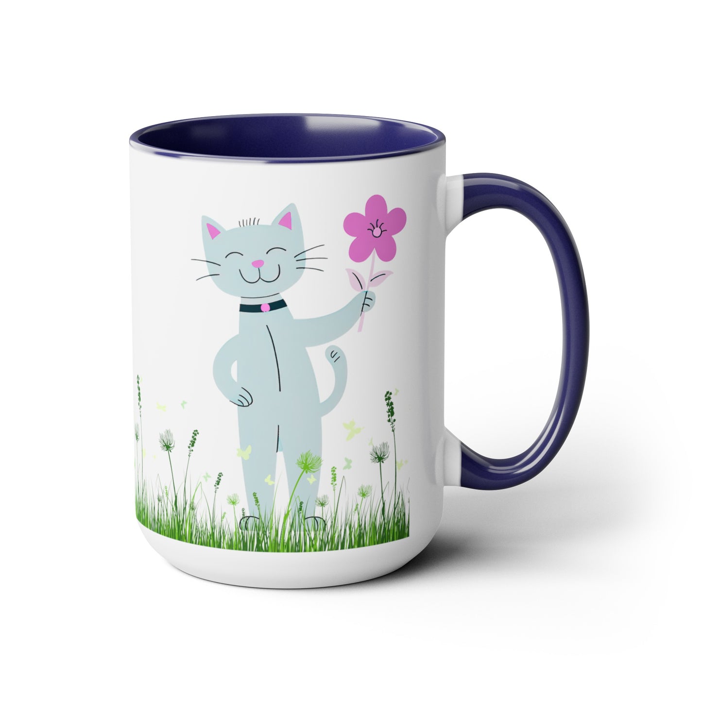 Happy Cat Giving You a Flower Mug