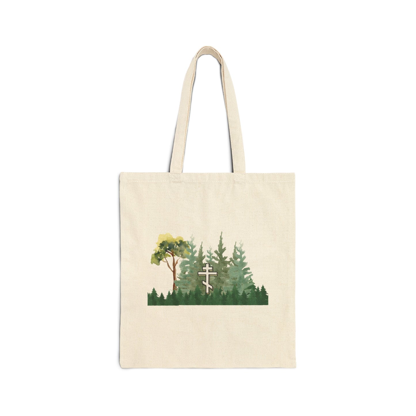 Orthodox Cross Forest Cotton Canvas Tote Bag