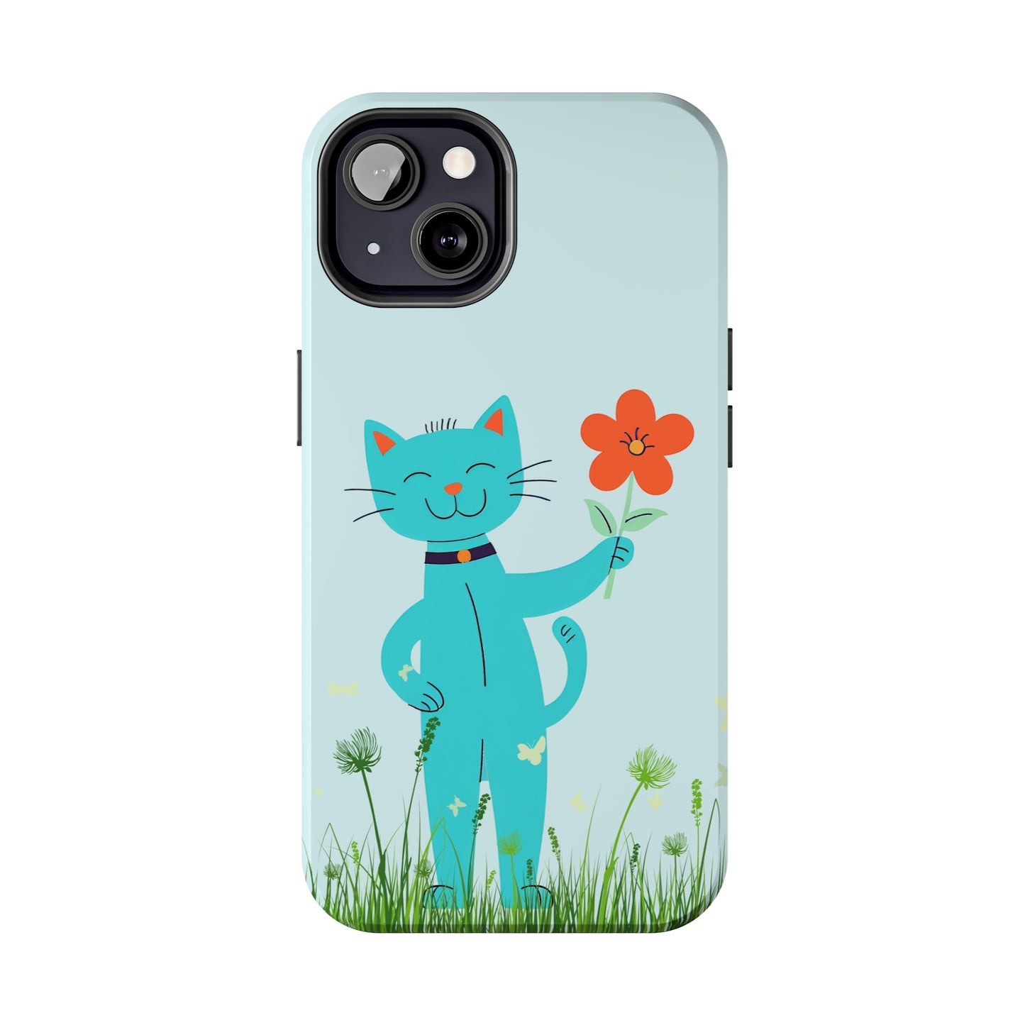 Happy Cat Giving You a Flower iPhone Case