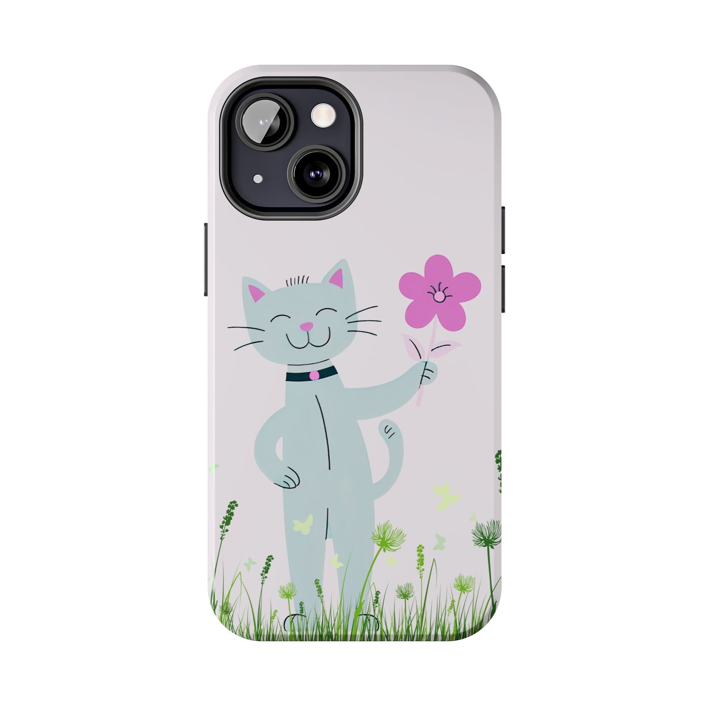 Happy Cat Giving You a Flower iPhone Case