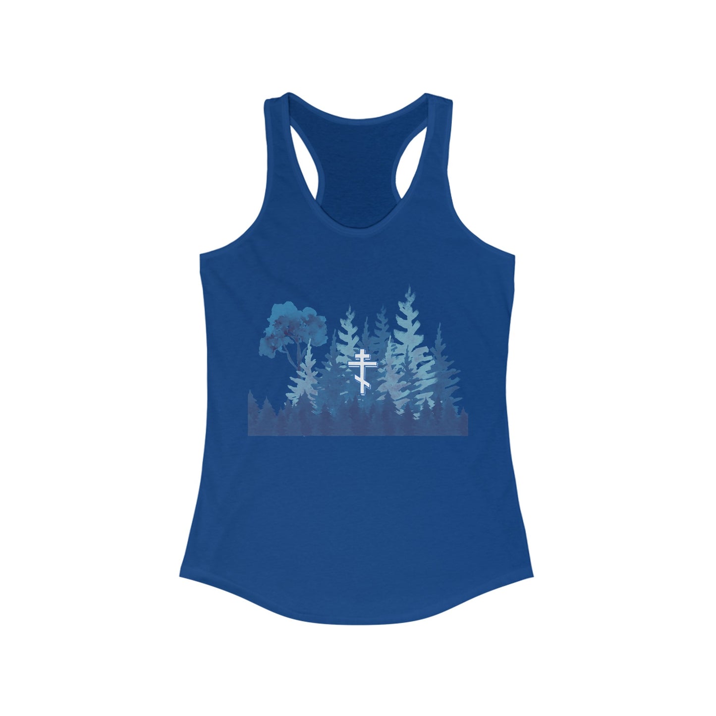 Orthodox Cross Blue Forest Racerback Tank Top