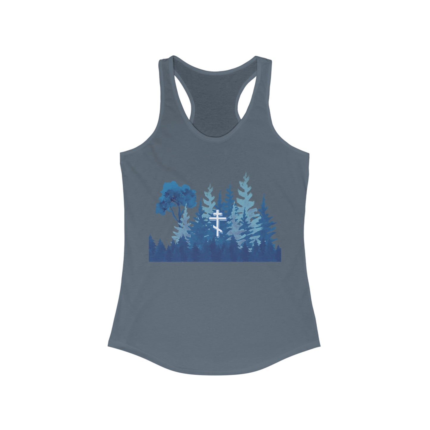 Orthodox Cross Blue Forest Racerback Tank Top