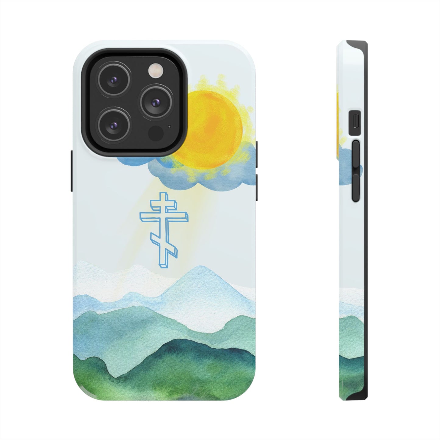 Sunrise Mountain Scene Orthodox Cross Tough iPhone Case