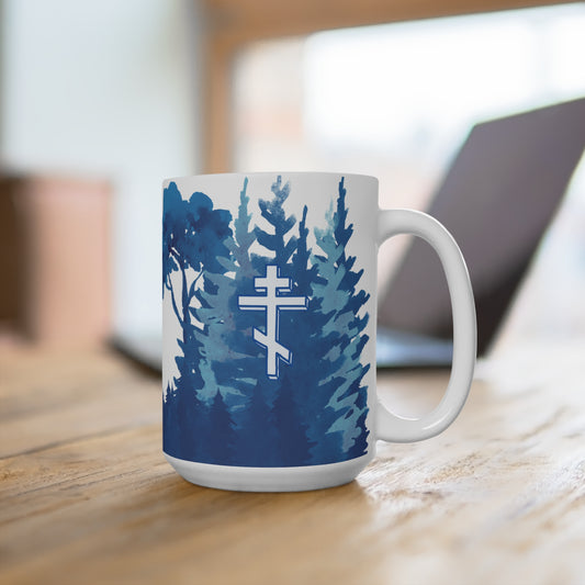 Blue Forest Orthodox Cross Coffee Mug