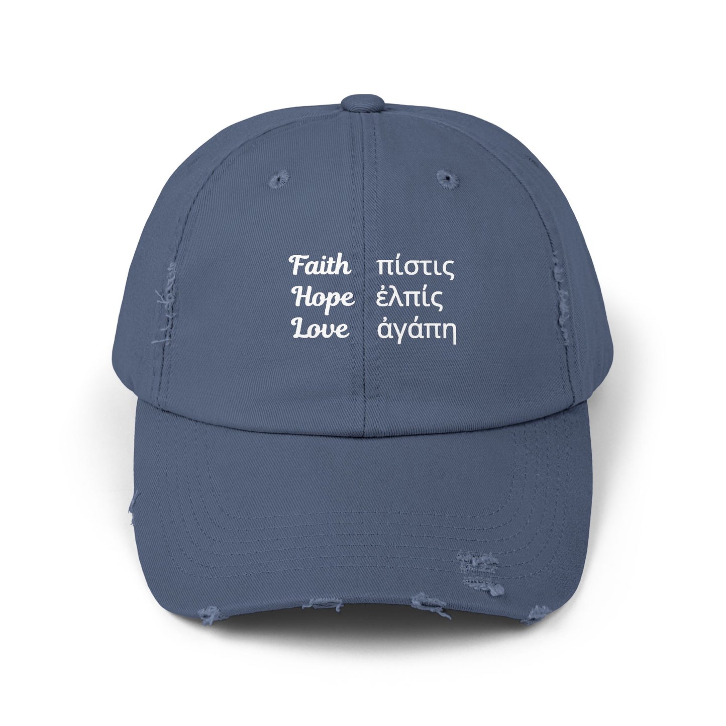 Faith Hope Love Unisex Distressed Cap