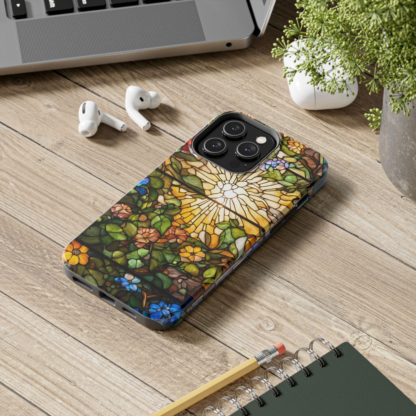 Floral Nature Sunshine iPhone Case - Stained Glass Effect