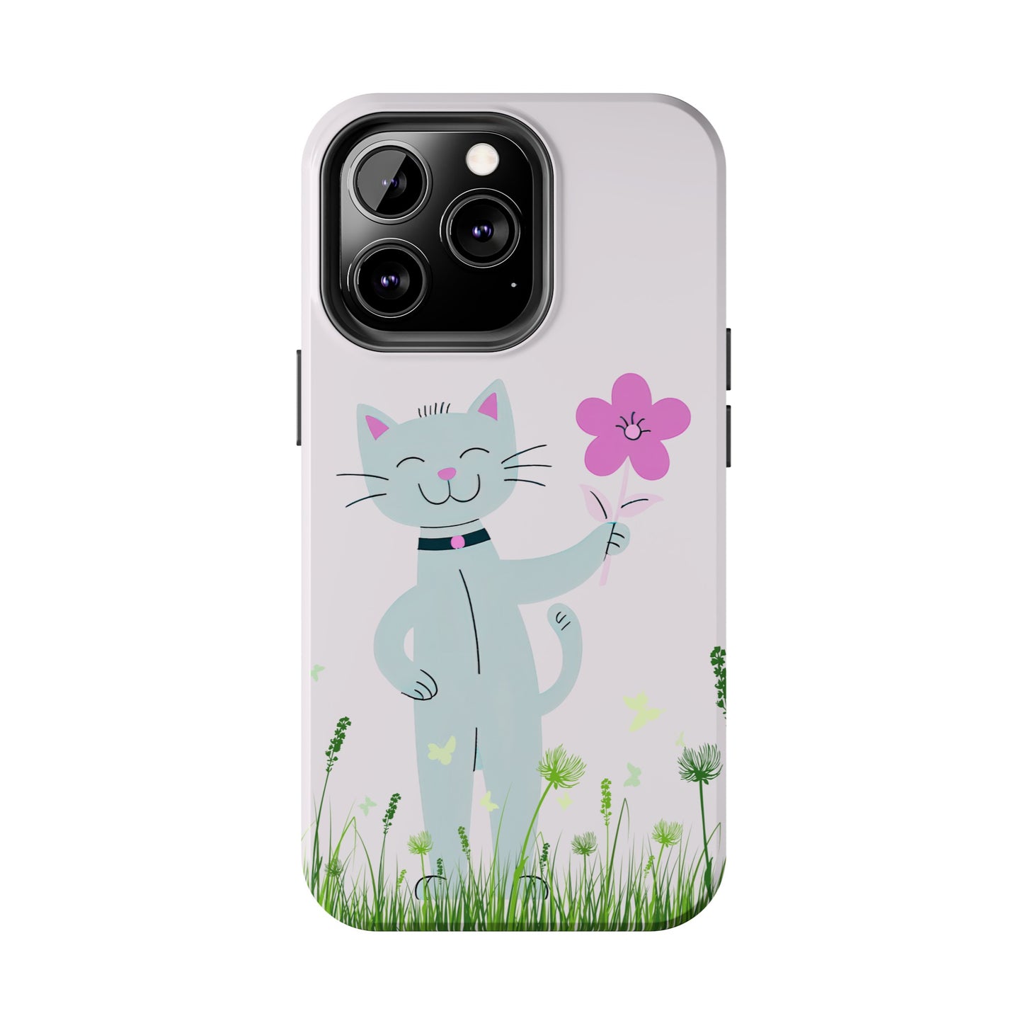 Happy Cat Giving You a Flower iPhone Case