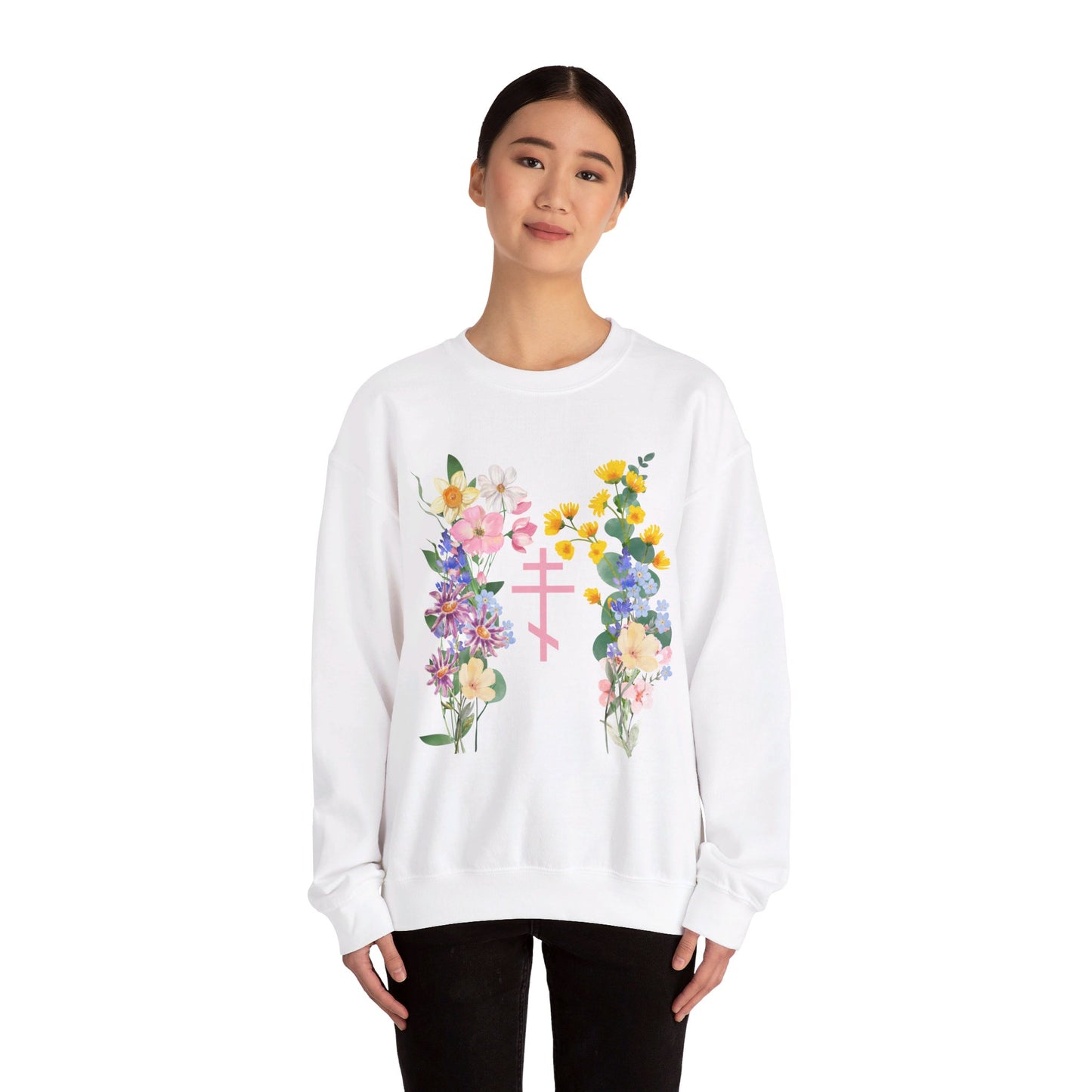 Wildflower Orthodox Cross Crewneck Sweatshirt