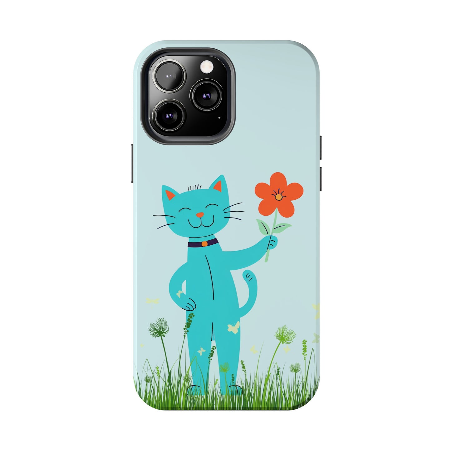 Happy Cat Giving You a Flower iPhone Case