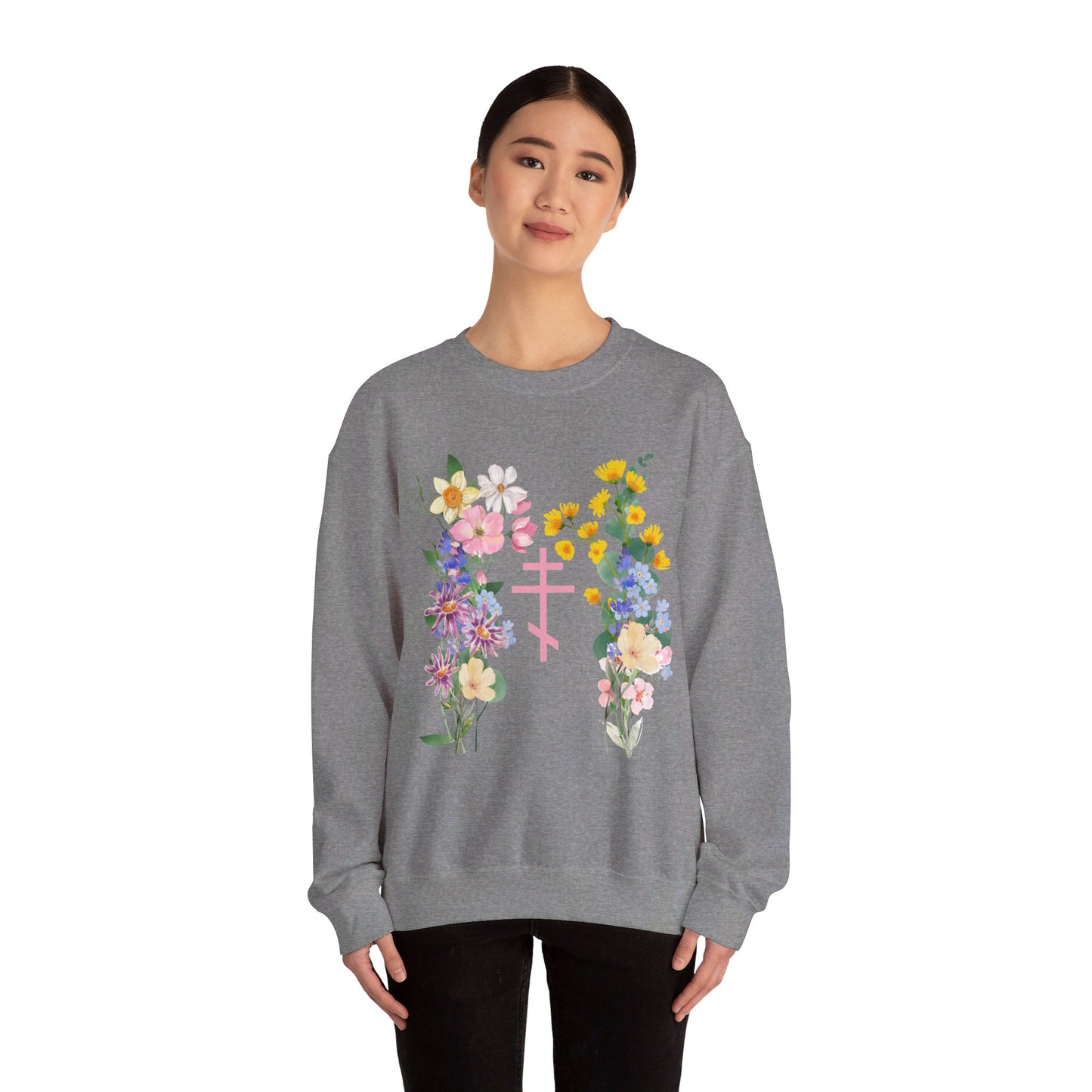 Wildflower Orthodox Cross Crewneck Sweatshirt