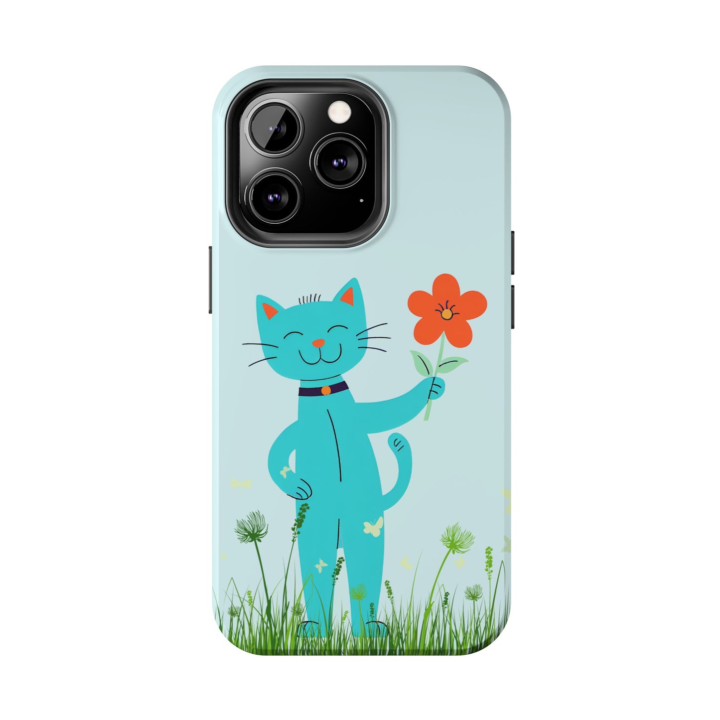 Happy Cat Giving You a Flower iPhone Case