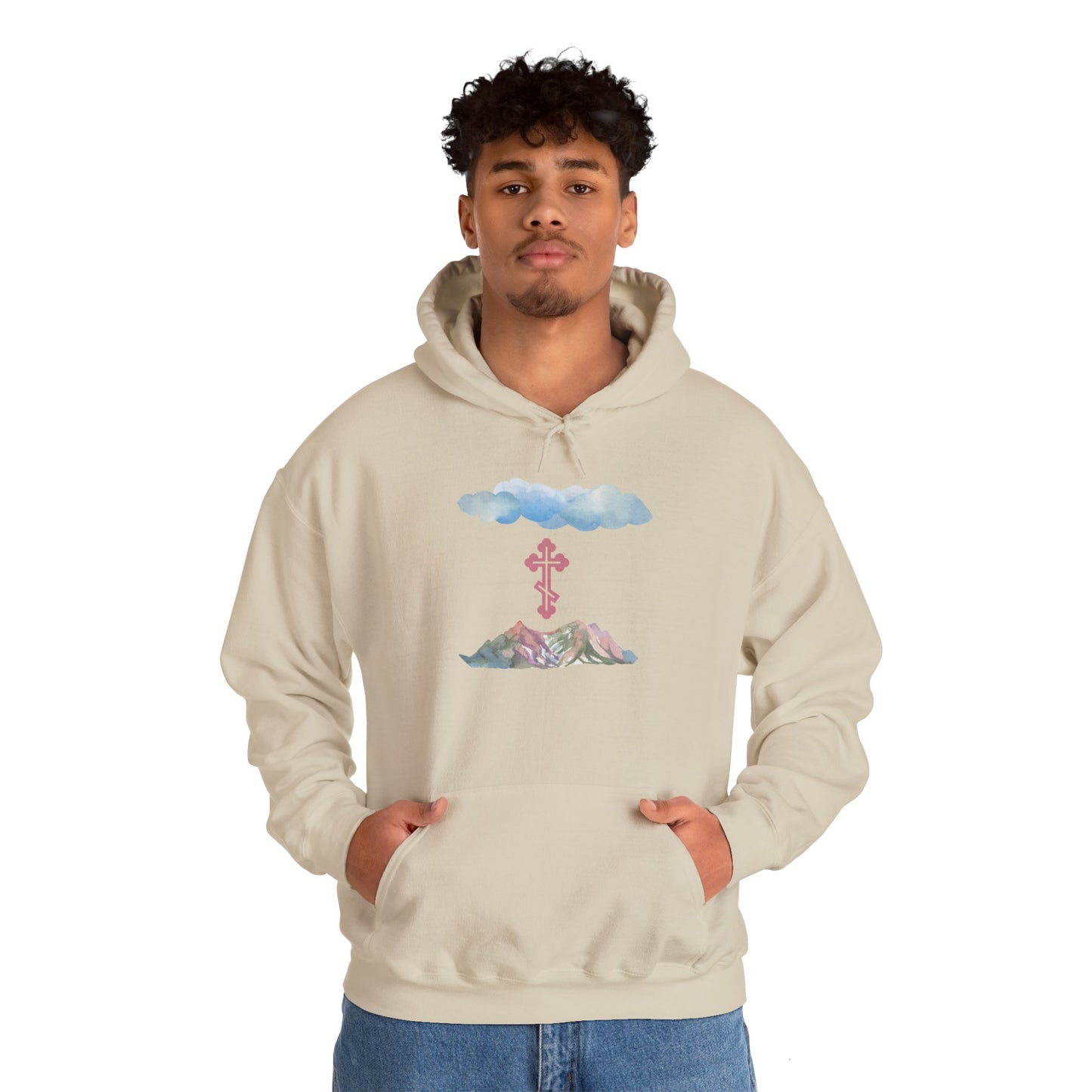 Orthodox Cross Mountain & Clouds Hoodie