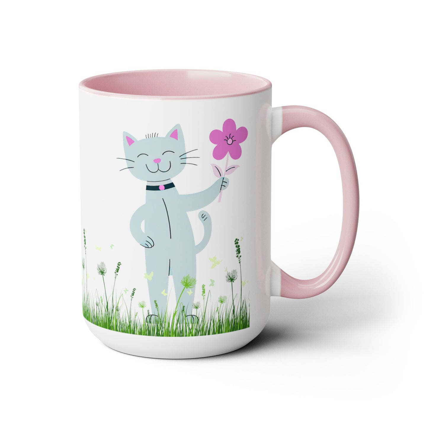 Happy Cat Giving You a Flower Mug