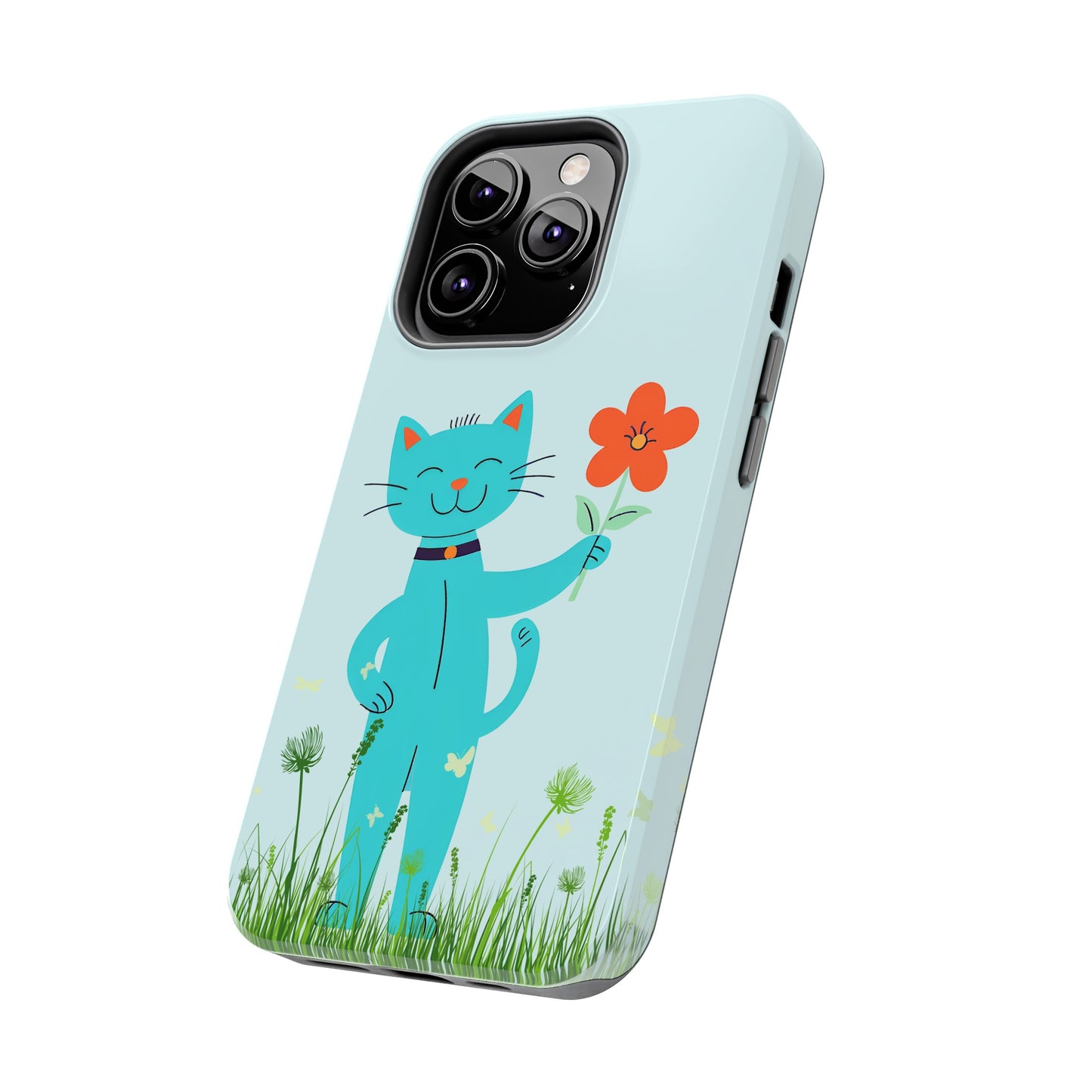 Happy Cat Giving You a Flower iPhone Case