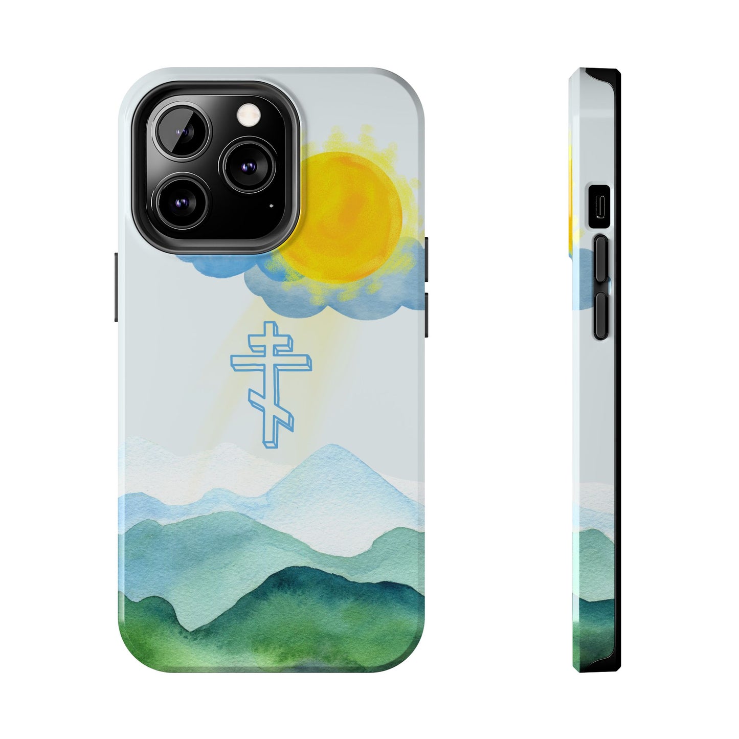 Sunrise Mountain Scene Orthodox Cross Tough iPhone Case