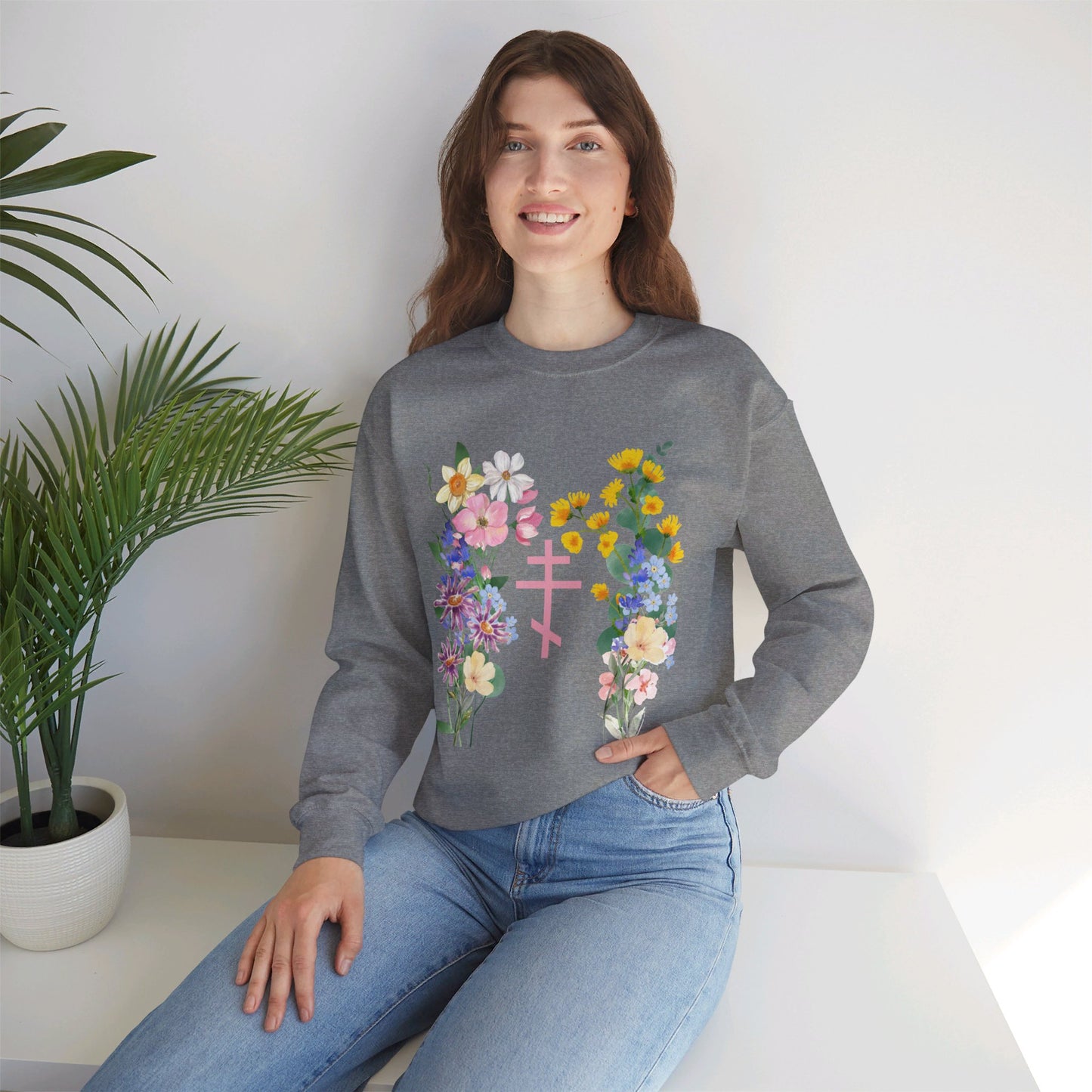 Wildflower Orthodox Cross Crewneck Sweatshirt