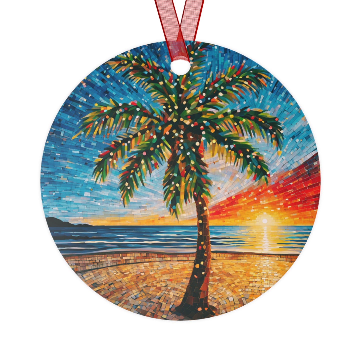 Beach Christmas Palm Tree Metal Ornament