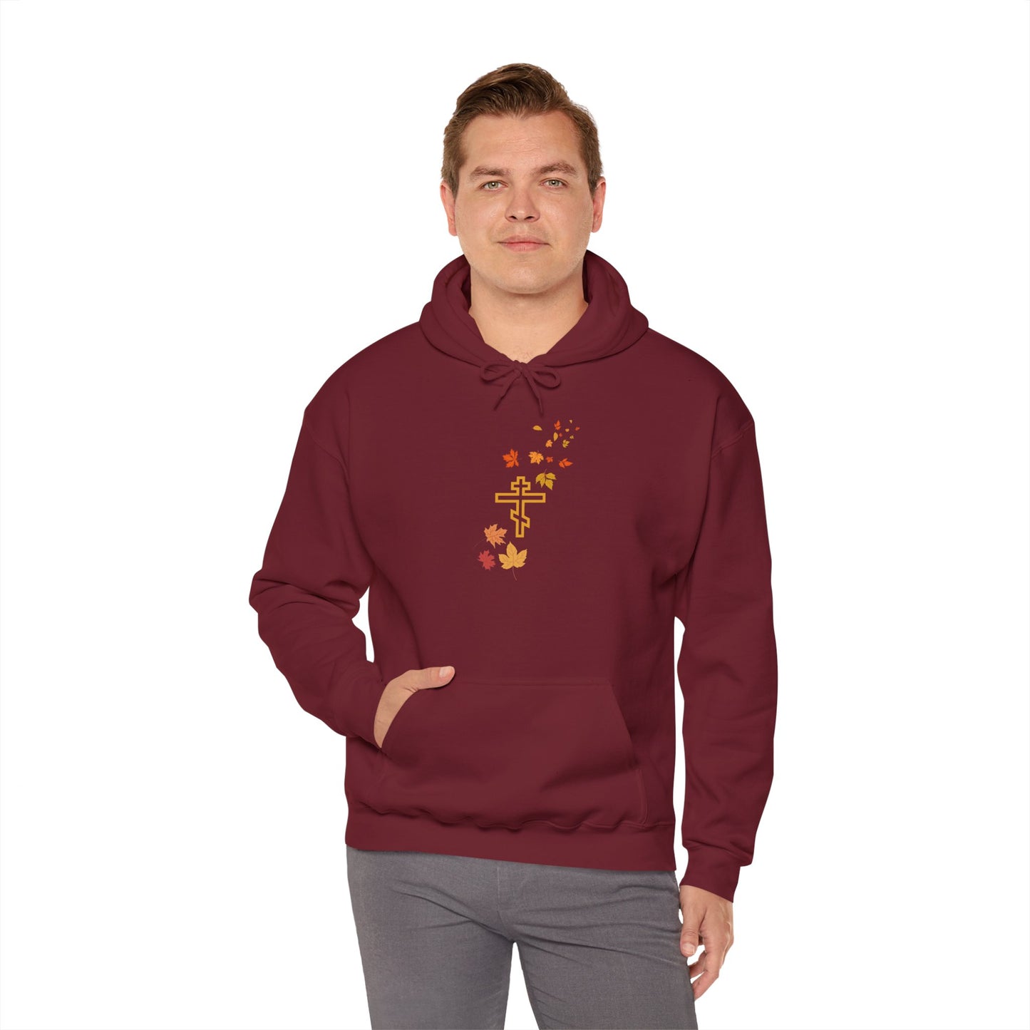 Fall Thanksgiving Orthodox Cross Hoodie