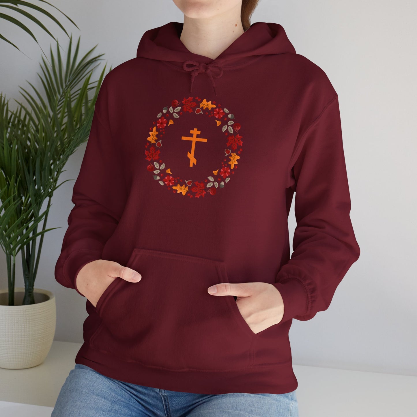 Autumn Wreath Orthodox Cross Hoodie