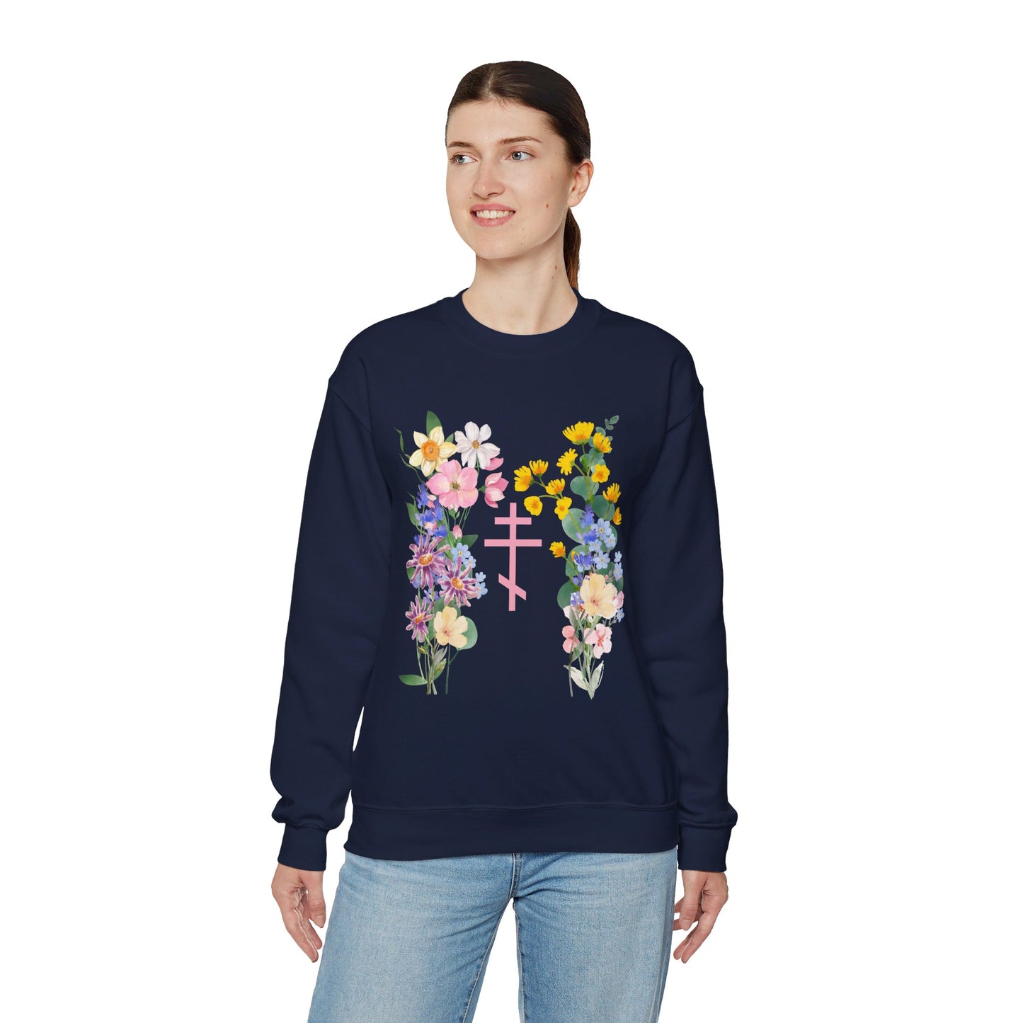 Wildflower Orthodox Cross Crewneck Sweatshirt