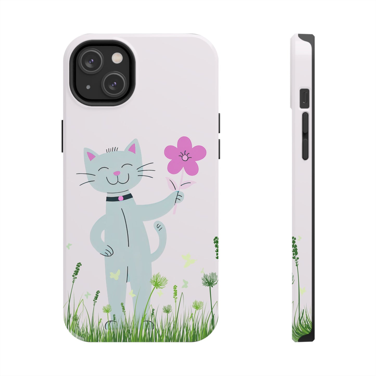 Happy Cat Giving You a Flower iPhone Case