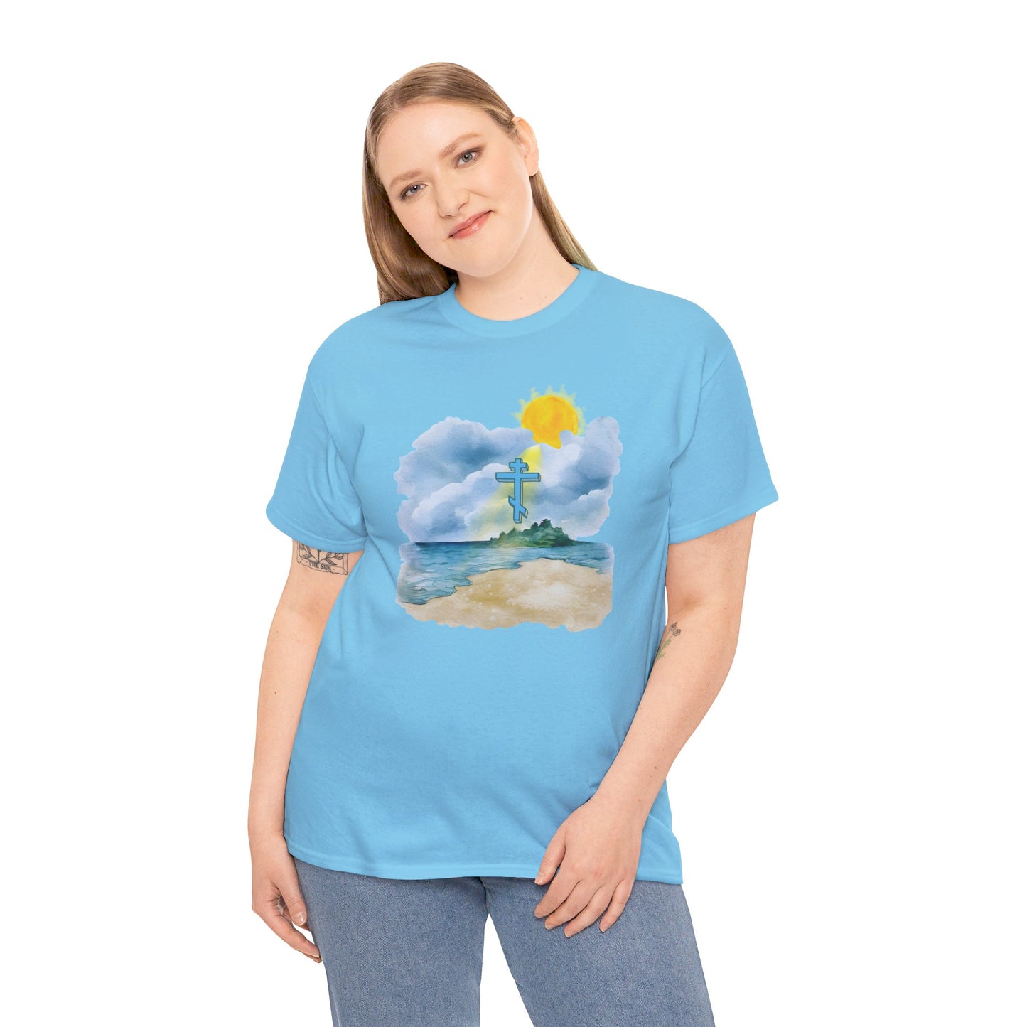 Orthodox Cross Beach Scene T-Shirt