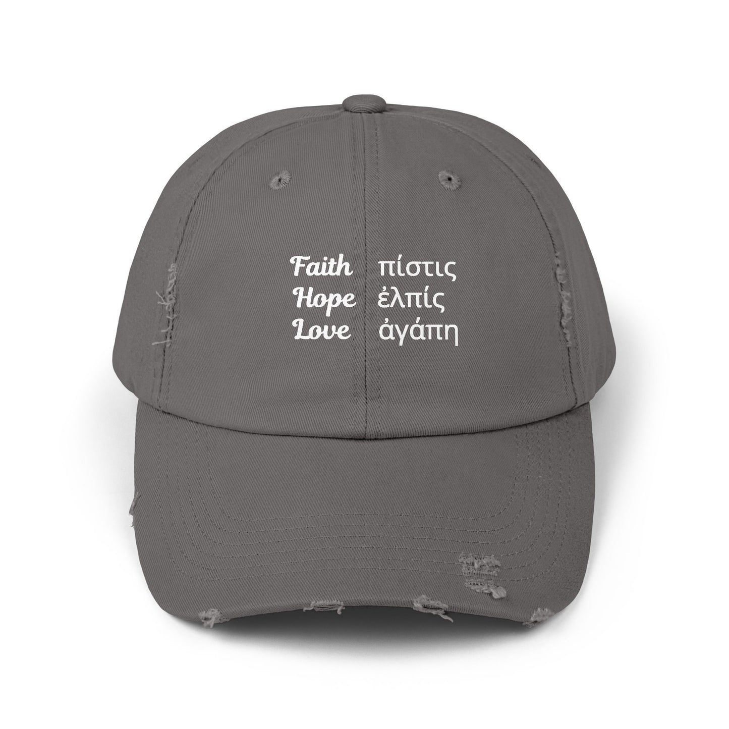 Faith Hope Love Unisex Distressed Cap