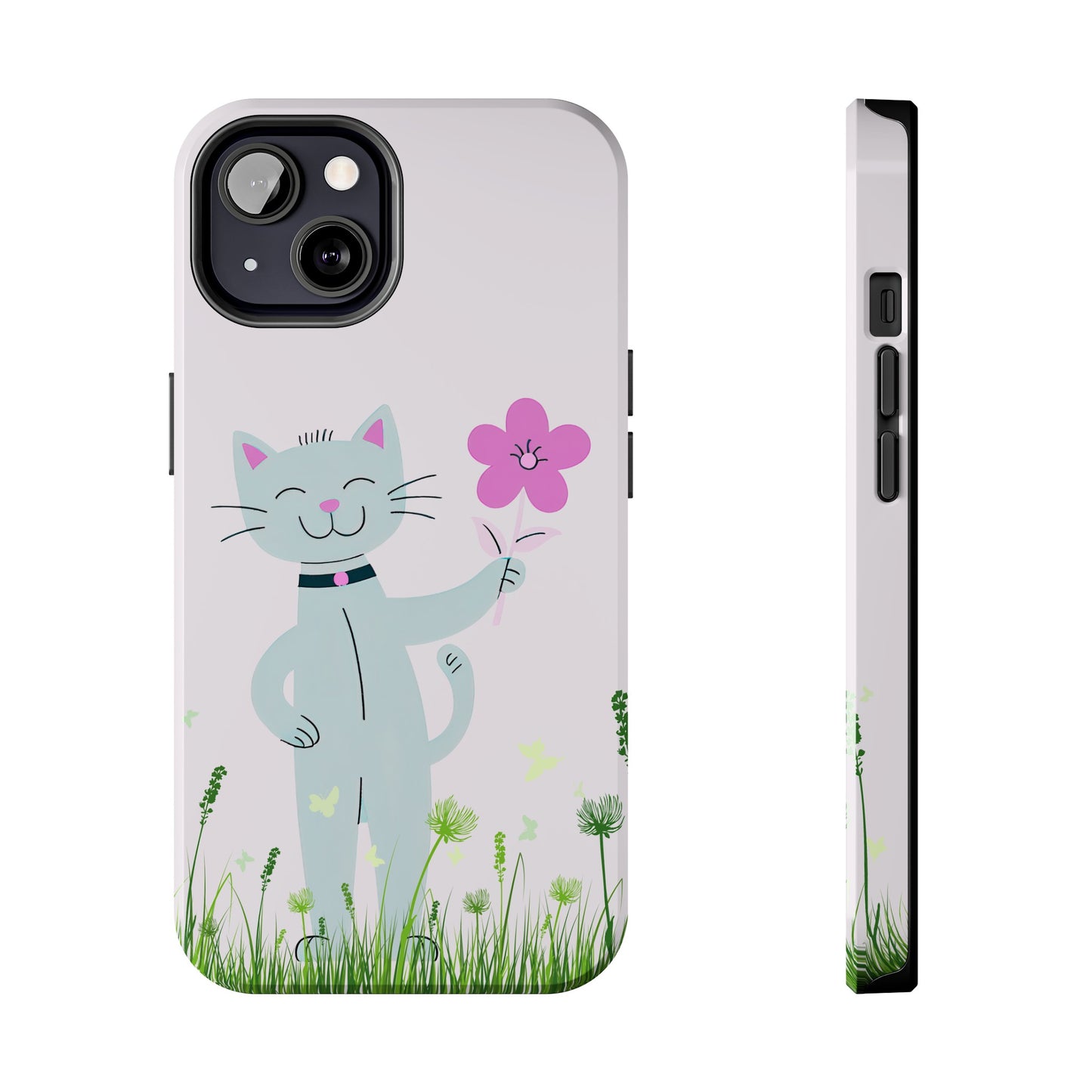 Happy Cat Giving You a Flower iPhone Case