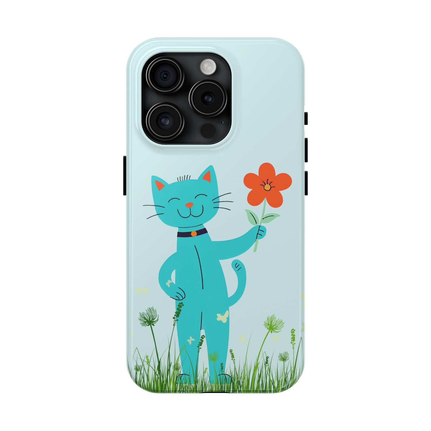 Happy Cat Giving You a Flower iPhone Case