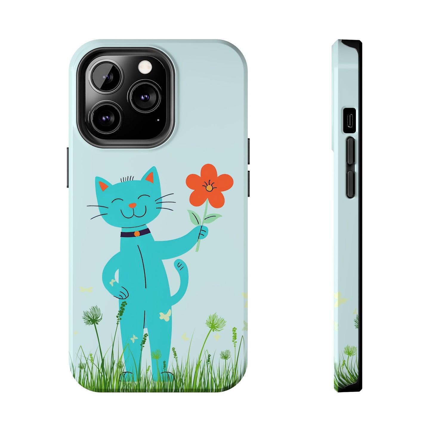 Happy Cat Giving You a Flower iPhone Case