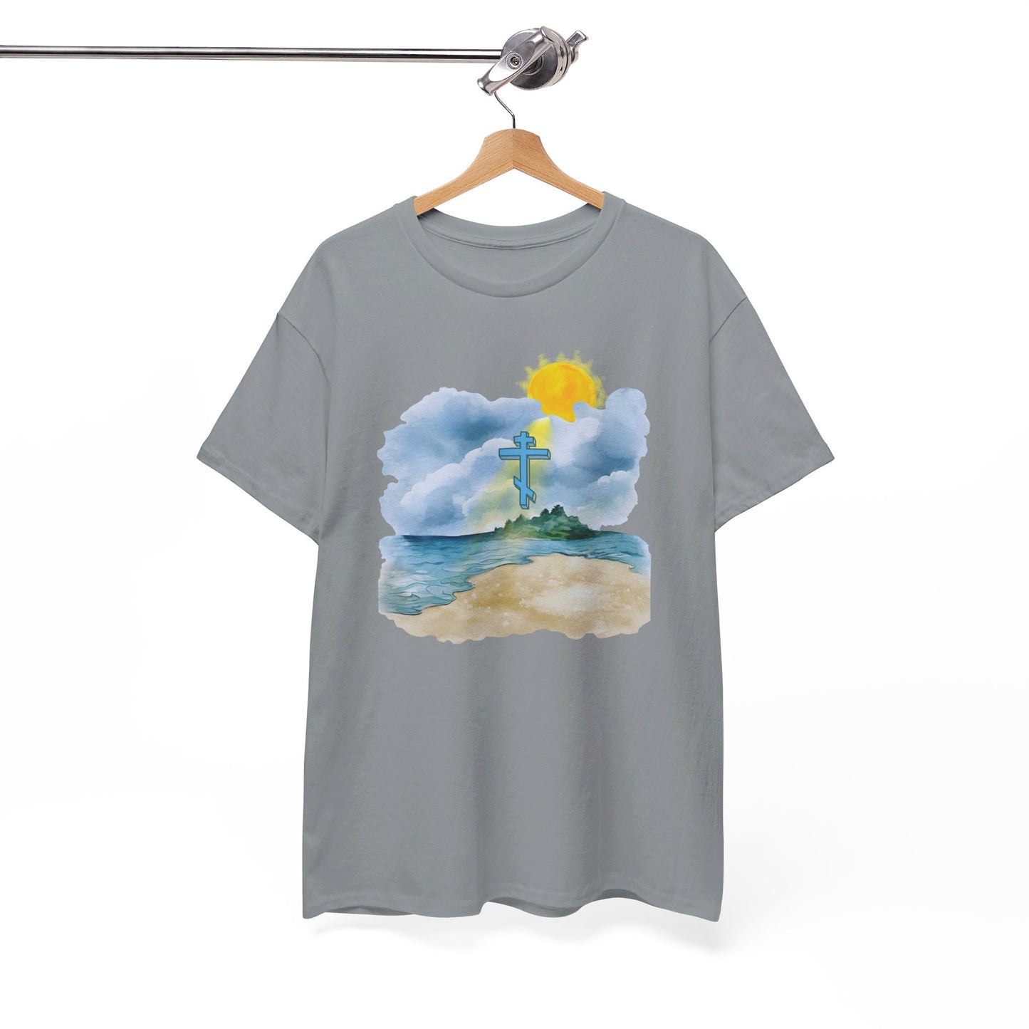 Orthodox Cross Beach Scene T-Shirt