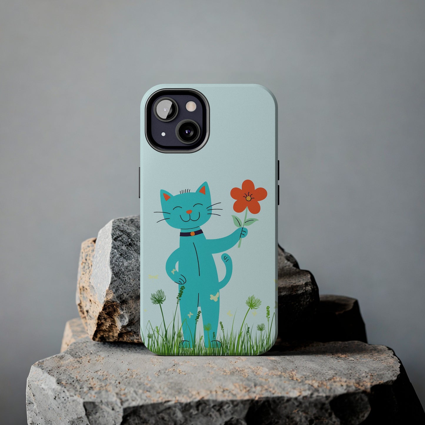 Happy Cat Giving You a Flower iPhone Case