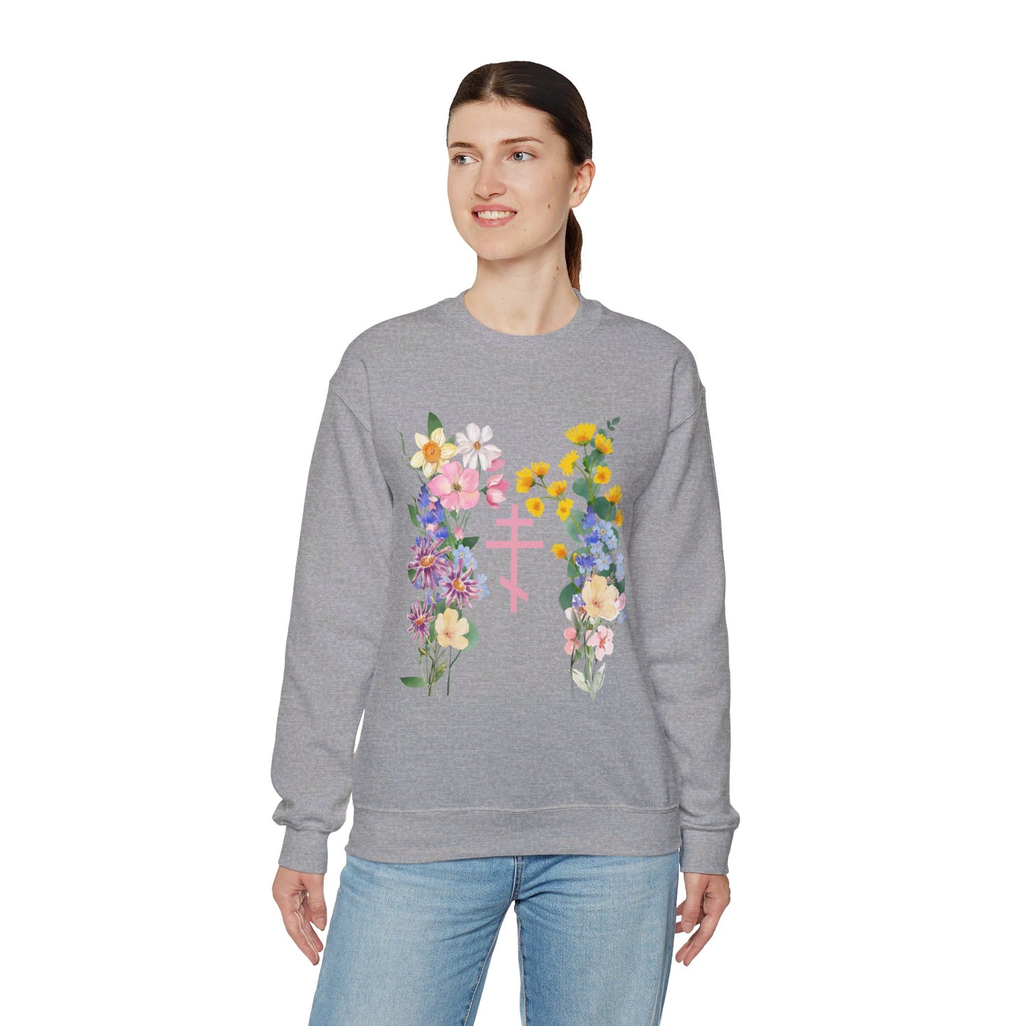 Wildflower Orthodox Cross Crewneck Sweatshirt