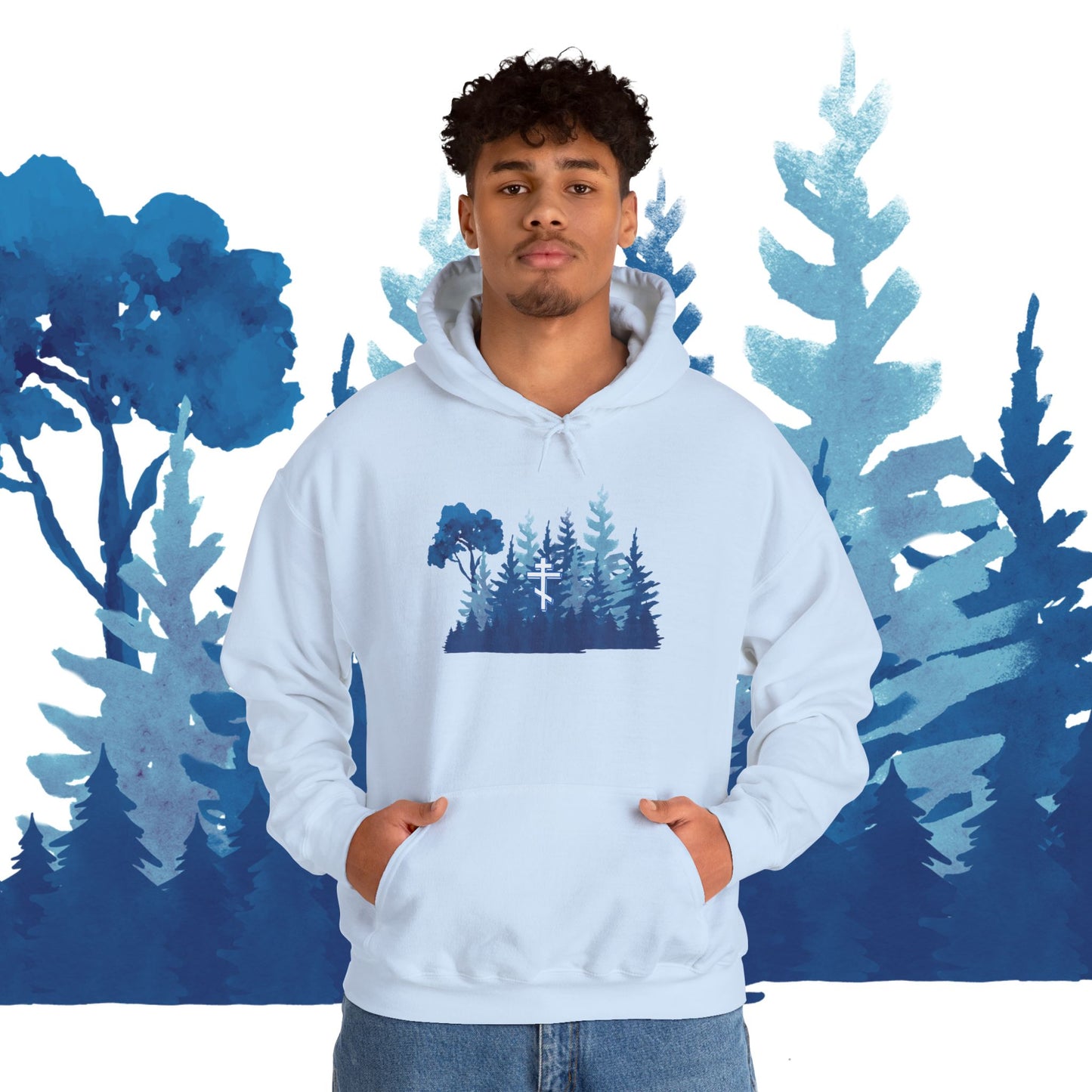 Orthodox Cross Blue Forest Hoodie