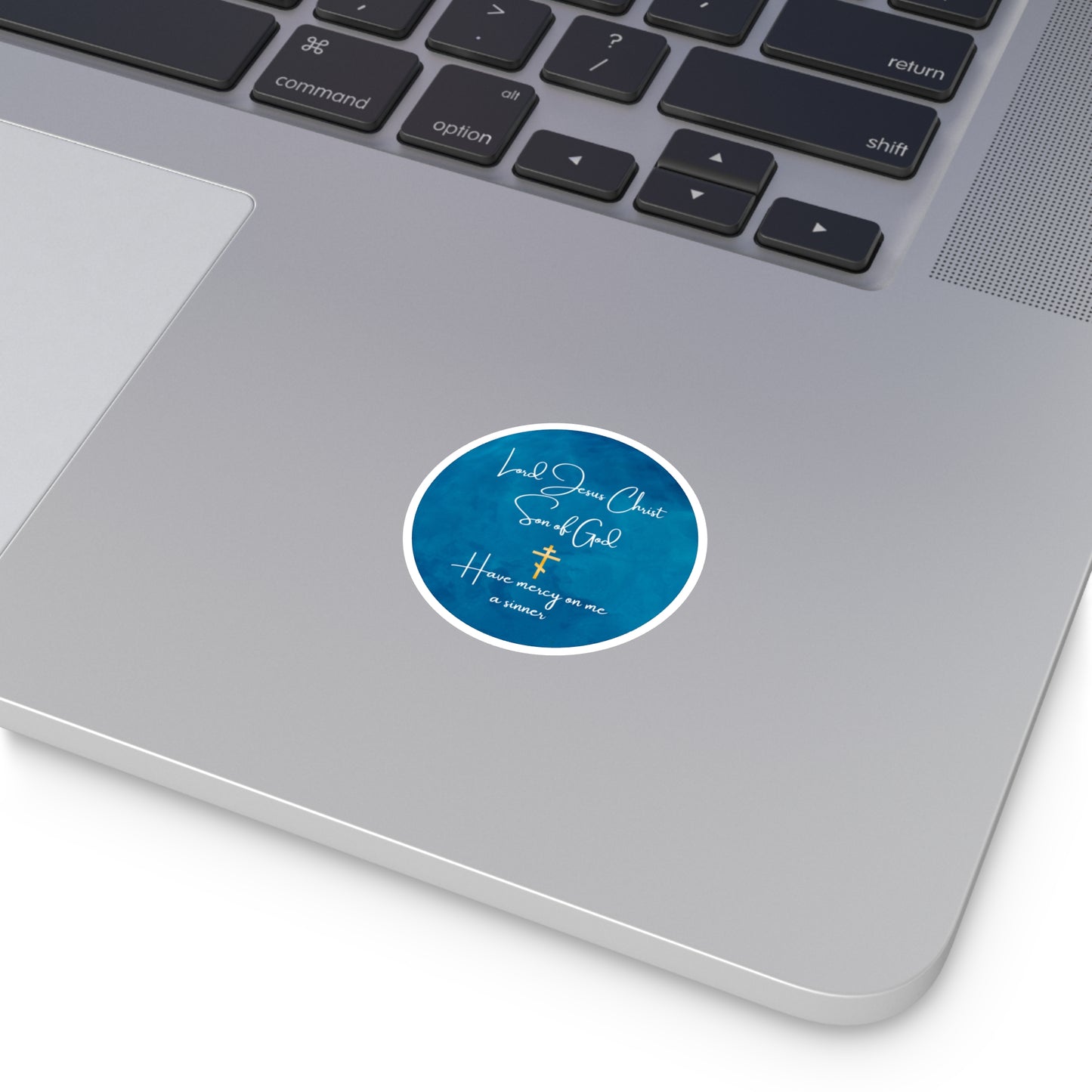 Lord Jesus Christ Son of God Have Mercy on Me a Sinner - Round Sticker - Blue